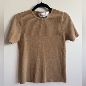 Vintage Jessica Camel Ribbed Knit Top